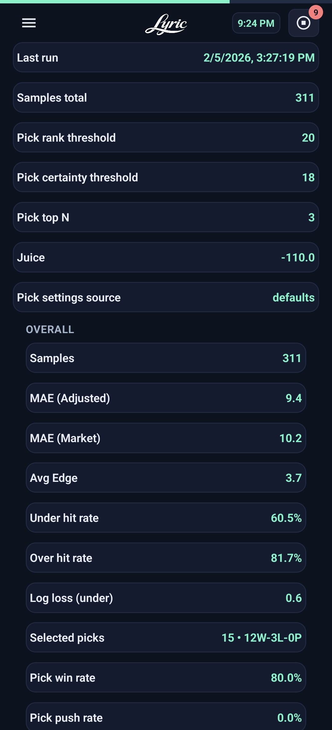 App screenshot showing strategy settings and backtest stats